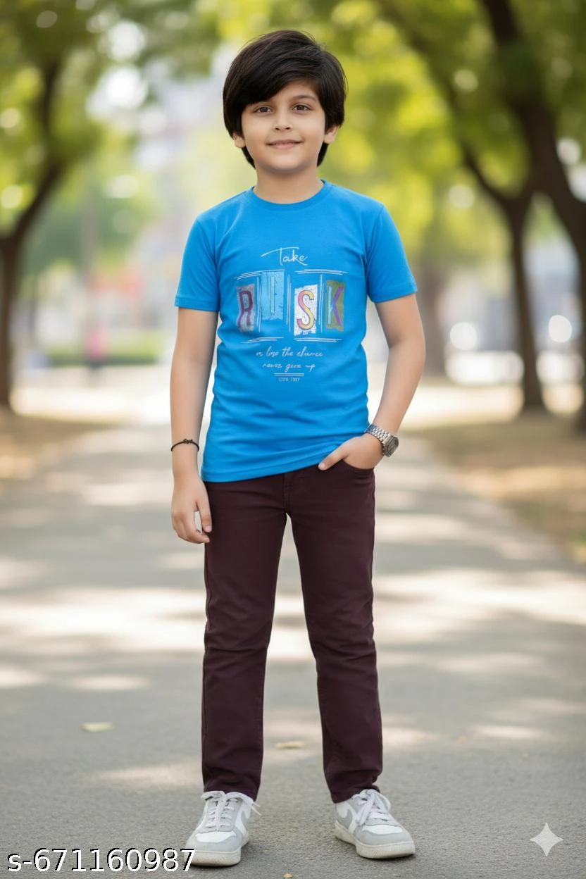 KIDSBOYS TSHIRT BLUE CLR RISK PRINT