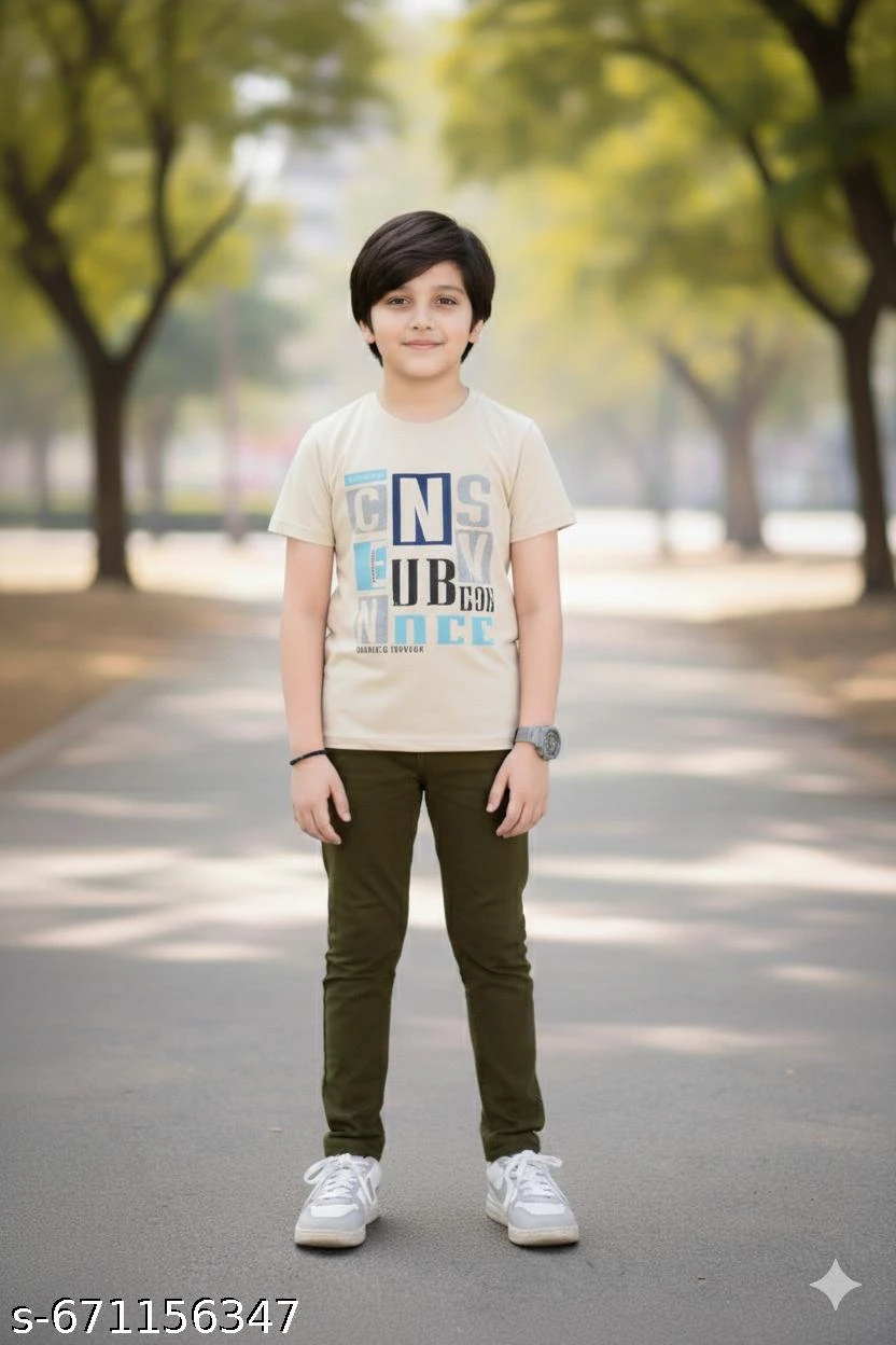 KIDSBOYS CREAM COLUR CLUB PRINT