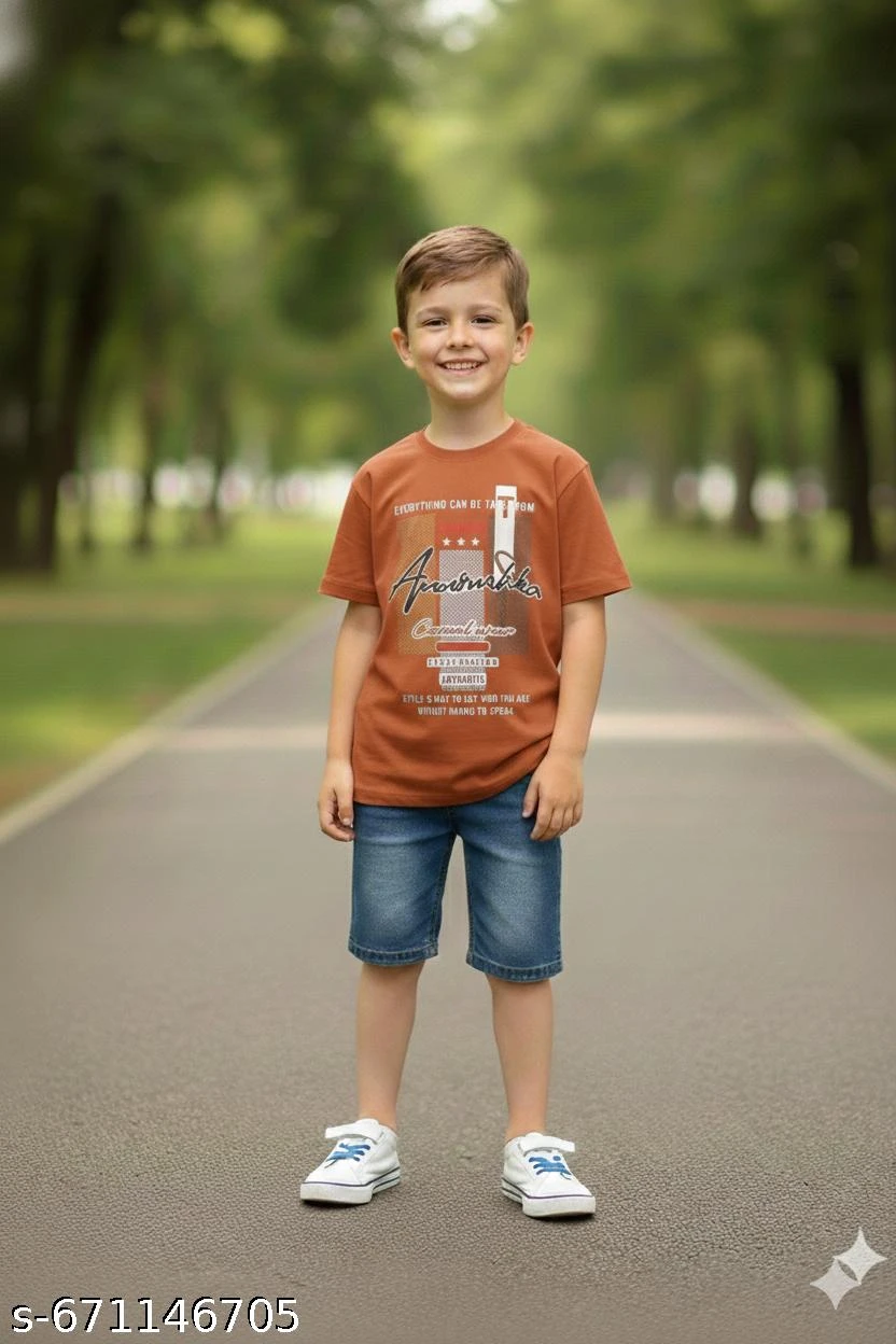 KIDBOYS TSHIRT CASUAL WEAR ORANGE COLOUR