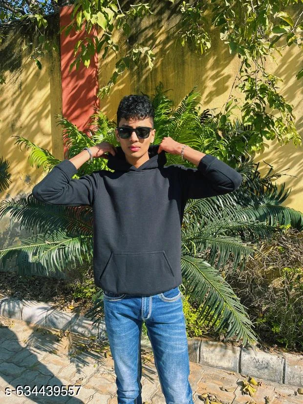 MEN BLACK HOODIE | SOLID HOODIE MEN | WINTER HOODIE | FLEECE HOODIE | FULL SLEEVE HOODIE